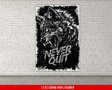 a black and white picture of a wolf on a brick wall