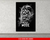 a black and white picture of a lion on a brick wall