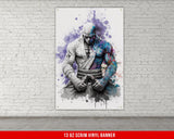 Jiu Jitsu Vinyl Banner Martial Arts Decor Grappling Poster Gym Wall Art Fighter Illustration BJJ Training Room Vinyl Sign