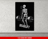 a skeleton lifting a barbell with the words deadlift