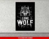 a picture of a wolf on a brick wall