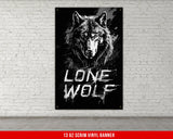 a picture of a wolf on a brick wall