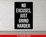 Home Gym Decor Gym Motivational Banner No Excuses Just Grind Harder Inspirational Quote Fitness Motivation Wall Art