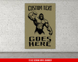 a picture of a poster of a wrestler on a brick wall