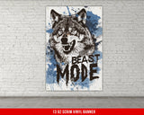 a picture of a wolf on a brick wall