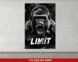 a black and white picture of a gorilla on a brick wall