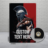 Spartan Warrior Wall Banner, 24x36 Inch Poster, Custom Text, Gladiator Decor, Medieval Soldier Art, Epic History Wall Hanging