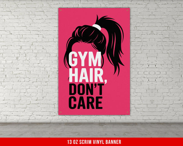 a poster of a woman&#39;s hair with the words gym hair, don &#39;