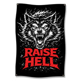 Fierce Wolf Art Raise Hell Wall Tapestry, Gothic Decor, Bold Statement Piece, Unique Home Art, Dark Aesthetic Wall Hanging Decor