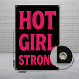 Hot Girl Strong Sign, Motivational Banner, Inspirational Wall Art, Dorm Room Decor, Empowerment Poster, Bold Typography Art