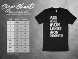 Iron Will Iron Lungs Iron Weights T-Shirt, Motivational Gym Shirt, Workout Tee, Fitness Apparel, Gym Wear, Exercise Clothing