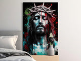 Jesus Christ Crown of Thorns Art, Graffiti Splatter Paint Design, Modern Christian Wall Decor, Religious Spiritual Home Gift
Jesus Christ