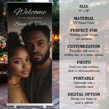 Custom Retractable Banner for Wedding – Personalized Photo Welcome Sign, Wedding Entrance Decor, Reception Backdrop, Bridal Shower Display