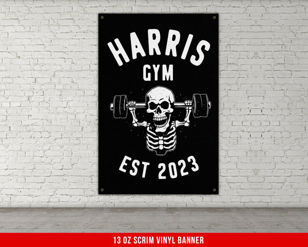 Custom Vinyl Banner | Home Gym Decor | Large Quote Wall Art | Motivational Inspirational | Your Name Custom Banner | Skeleton