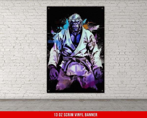 Jiu Jitsu Gorilla Art Vinyl Banner, Martial Arts Gym Decor, Grappling Banner, BJJ Fighter Poster, Jiu Jitsu Wall Art, Tatami Mat Decor