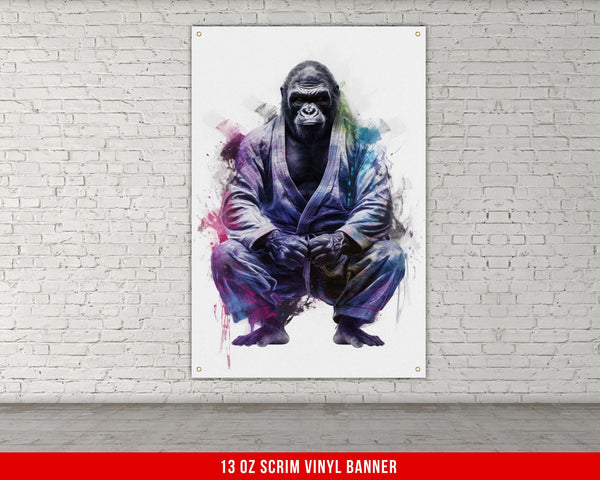 Gorilla Jiu Jitsu Vinyl Banner Gym Decor Martial Arts Grappling Art Jiu Jitsu Training Poster Jiu Jitsu Wall Flag