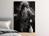 Jesus Christ, Christian Art, Religious Decor, Divine Hope, Spiritual Faith, Sacred Portrait, Black White Radiant Light, Lord Savior, all