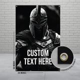 Medieval Knight Poster, Custom Text Wall Art, Personalized Knight Decor, Black and White Warrior Print, Knight Armor Decor Banner