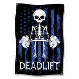 Deadlift Skeleton Poster, Workout Gym Decor, Fitness Room Wall Art, Bodybuilding Motivation, Black and Blue Wall Hanging, Gym Enthusiast