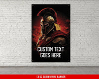a poster of a man in a helmet on a brick wall