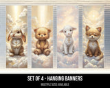 Church Nursery Animal Banner Set, Christian Kids Wall Art, Cute Faith-Based Animal Decor, Sunday School Display, Religious Nursery Gift V29
