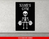 Custom Name Banner - Home Gym Decor - Funny Large Wall Art - Weightlifting - Deadlift Skeleton