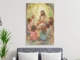 Jesus with Children Watercolor Art, Christian Wall Decor, Inspirational Bible Scene, Religious Gift, Sacred Teaching, Kids Room Decor
Jesus