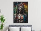 Jesus Christ Graffiti Art, Modern Christian Wall Decor, Crown of Thorns, Urban Edgy Spiritual Art Print, Vibrant Faith Decor