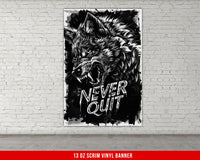 a black and white picture of a wolf on a brick wall