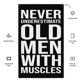 Gym Flags - Weightlifting Decor - Custom Home Gym Banner - Man Cave Wall Art - Gym Sign - Gym Gifts - Old Men