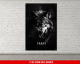 a black and white photo of a wolf on a brick wall