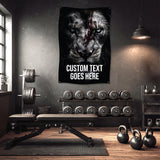 The image is a promotional graphic for a fabric product, specifically a 9 oz polyester fabric. It features a close-up view of the fabric, highlighting its properties such as dye sublimation, scratch resistance, wrinkles being free, and being washable.