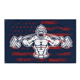 Gym Flags - Custom Home Gym Banner - Weightlifting Decor - Man Cave Wall Art - Gym Sign - Gym Gifts for Men - Gorilla USA - Red