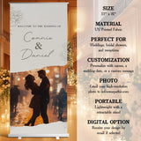 Custom Retractable Banner for Wedding – Personalized Photo Welcome Sign, Wedding Reception Decor, and Event Backdrop