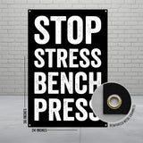 Stop Stress Bench Press Poster, Gym Decor Motivation Sign, Workout Wall Art, Fitness Training Banner, Exercise Inspiration