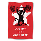 Funny Monkey Weightlifting Art, Custom Text Wall Banner, Personalized Gym Decor, Red Motivational Poster, Workout Room Wall Hanging