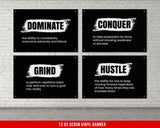 Definition Hustle Conquer Dominate Grind Banners - Set of 4 - Home Gym Decor - Large Quote Wall Art - Hustler Fitness