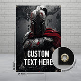 Spartan Warrior Poster, Medieval Knight Art, Wall Decor, Custom Text Poster, Dark Fantasy, Personalized Gift, 24x36 Banner Print