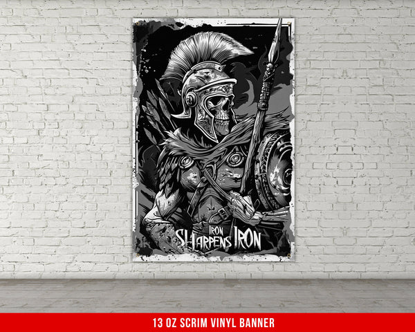 a black and white poster of a roman soldier