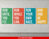 Running Quotes Banners - Set of 4 - Home Gym Decor - Large Quote Wall Art - Cardio Fitness - Runners