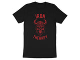 Iron Therapy T-shirt, Skull Design Shirt, Workout Gym Tee, Fitness Enthusiast Gift, Motivational Gym Shirt, Exercise Apparel