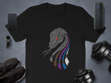 Graphic Snake T-shirt, Geeky Apparel, Cool Snake Design Tee, Gift for Gamers, Retro Style T-shirt, Sci-fi Fan Shirt, Edgy Clothing