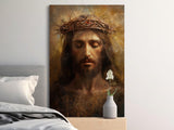 Jesus Christ Crown of Thorns Painting, Christian Religious Art, Spiritual Wall Decor, Sacred Portrait Canvas Print, Divine Messiah
Jesus