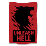 Unleash Hell Poster, Wolf Silhouette Wall Art, Red and Black Home Decor, Motivational Wall Hanging, Inspirational Artwork