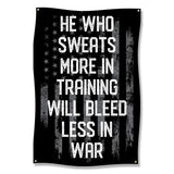 He Who Sweats More In Training Will Bleed Less In War Sign, Motivational Wall Art, Gym Decor, Inspirational Quote Print