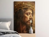 Jesus Christ, Crown of Thorns Art, Christian Religious Decor, Spiritual Wall Art, Sacred Devotional Image, White Flower of Hope
Jesus