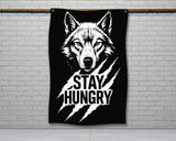 The image is a black and white advertisement for a product, likely a double-fold hem or a 2-meter-long fabric. The ad provides a size guide for the product, indicating that it is 56 inches long and 34.5 inches wide.