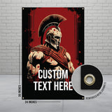 Spartan Warrior Banner, Custom Text Wall Art, Personalized Gift for Him, Home Decor, Unique Man Cave Sign, Gladiator Poster