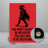 Motivational Spartan Poster, Inspirational Wall Art, Office Decor, Discipline Quote Banner, Gym Motivation, 24x36 inches Wall Hanging