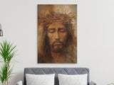 Jesus Christ Crown of Thorns Art, Christian Wall Decor, Religious Home Decor, Faith Art Print, Spiritual Gift, Sacred Canvas Painting